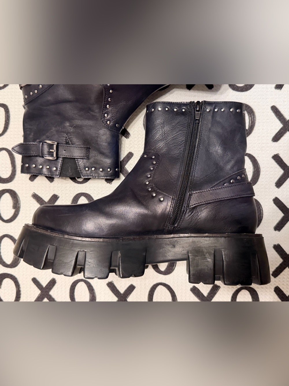 Free People Black Studded Ludwig Combat Boots - Picture 3 of 11